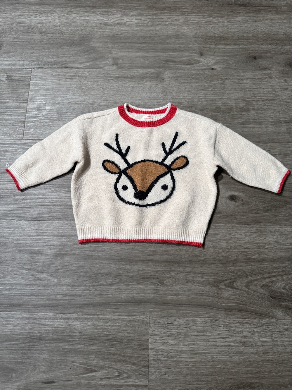 Cat & Jack Reindeer Sweater with Red Trim